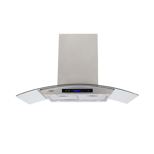 Campana de cocina de isla digital cristal curvo 90cm Ventex + Parrilla de gas 5 quemadores acero inoxidable 76cm Vignus