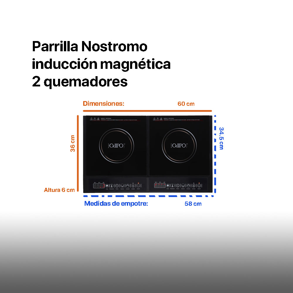 Parrilla electrica de inducción 2 quemadores de 60cm Nostromo