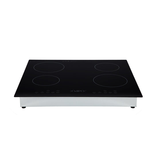 Campana de cocina de isla cristal templado recto 90cm Fordex + Parrilla eléctrica de inducción 4 quemadores Kepler + Horno eléctrico empotrable de cristal 60L E-MOTRIXC