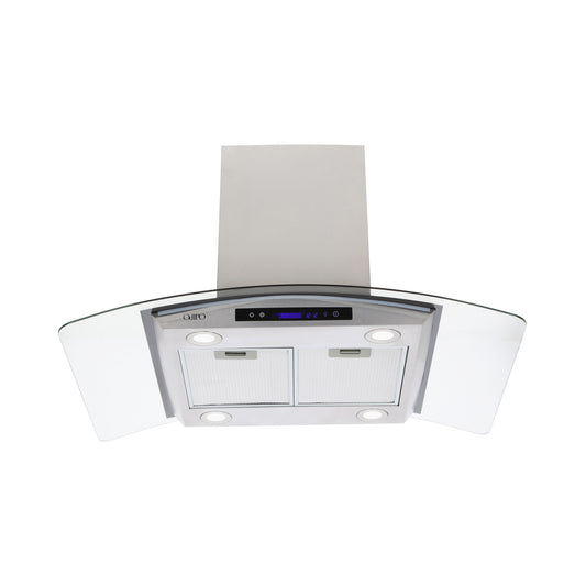 Campana extractora de isla cristal templado curvo Ventex