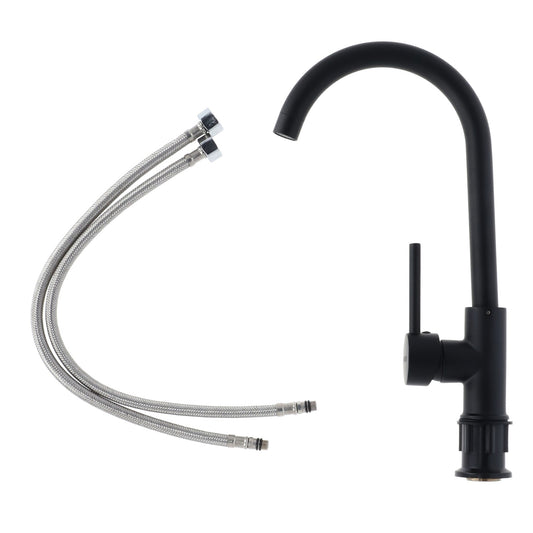 Llave de cocina monomando fregadero acero inoxidable negro Austin