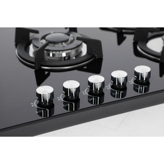 parrilla de gas cristal templado de 5 quemadores