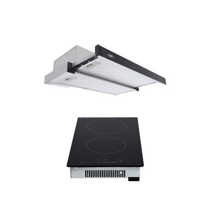 Campana de cocina extraible 60cm Flexus + Parrilla eléctrica de inducción 2 quemadores 30cm Kirk