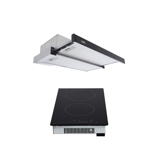 Campana de cocina extraible 60cm Flexus + Parrilla eléctrica de inducción 2 quemadores 30cm Kirk