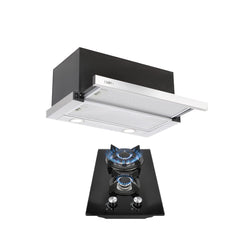 Campana empotrable oculta acero inoxidable Flexus 60 + Parrilla cristal templado 32cm Cetus