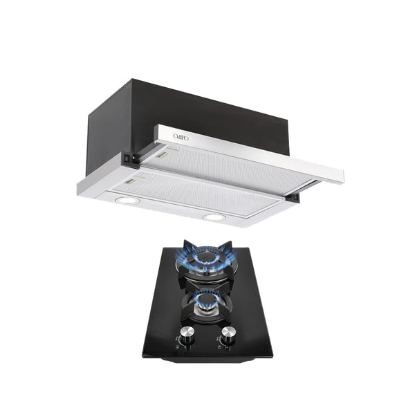 Campana empotrable oculta acero inoxidable Flexus 60 + Parrilla cristal templado 32cm Cetus