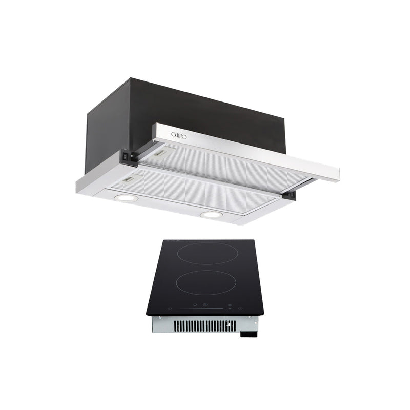 Campana empotrable oculta acero inoxidable Flexus 60 + Parrilla de inducción magnética Kirk