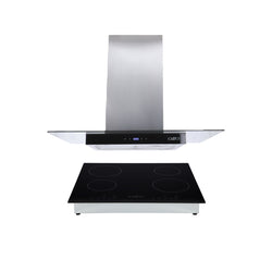 Campana de isla 90cm Fordex + Parrilla de inducción magnética 4 quemadores Kepler