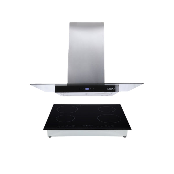 Campana de isla 90cm Fordex + Parrilla de inducción magnética 4 quemadores Kepler