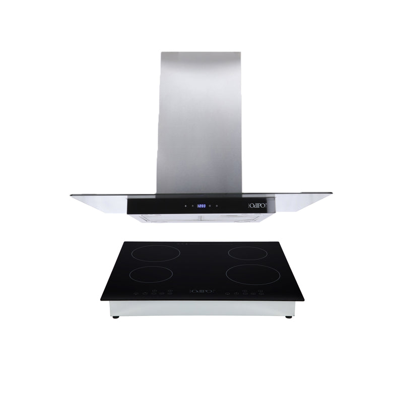 Campana de isla 90cm Fordex + Parrilla de inducción magnética 4 quemadores Kepler