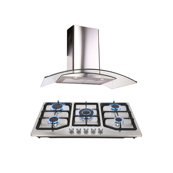Campana extractora de acero inoxidable 90cm Mantix + Parrilla acero inoxidable Vesta