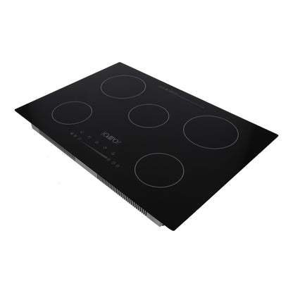 Campana de cocina de pared digital cristal curvo 85cm Matrix + Parrilla eléctrica de inducción 5 quemadores 75cm Kelvin + Horno eléctrico empotrable de cristal 127V E-MOTRIX