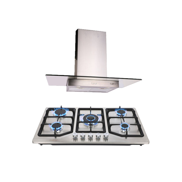 Campana extractora de acero inoxidable 90cm Telux + Parrilla acero inoxidable 86cm Vesta