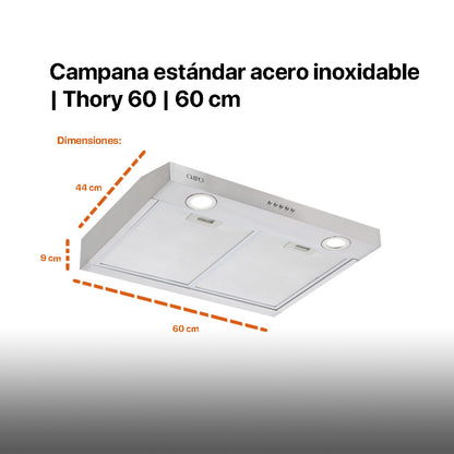 Campana de cocina acero inoxidable 60cm Thory