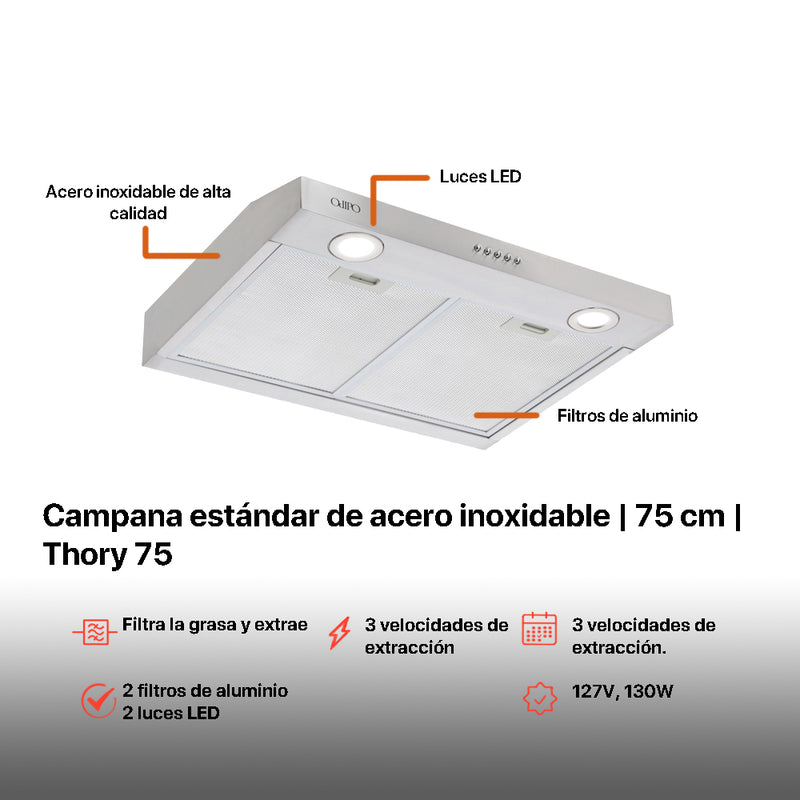 Campana extractora acero inoxidable Thory 75