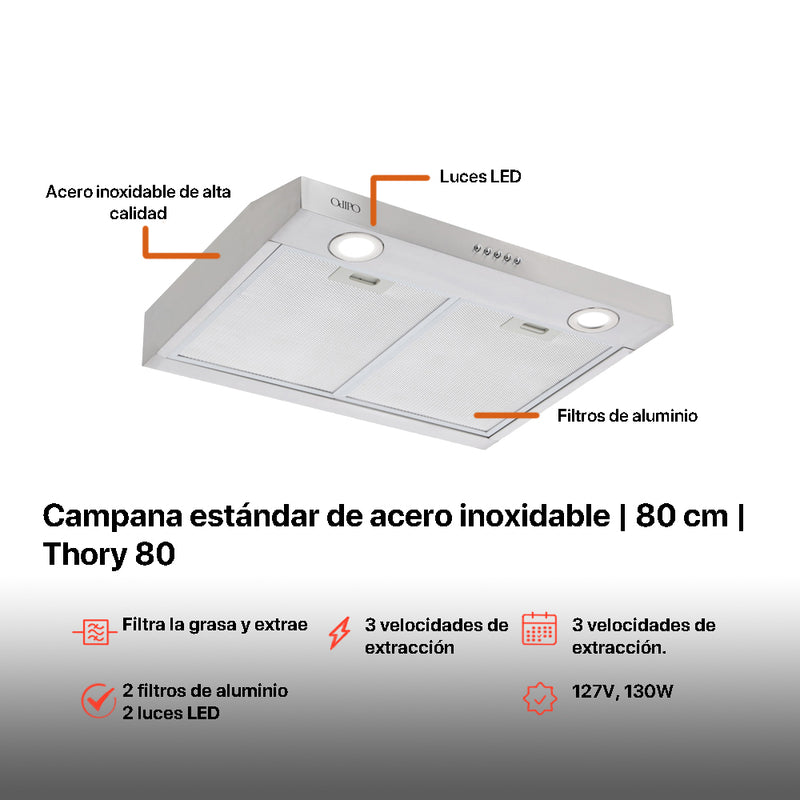 Campana extractora acero inoxidable Thory 80