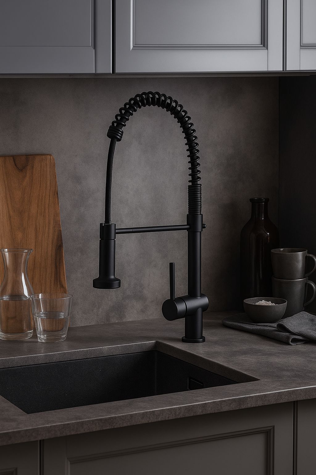 Llave de cocina monomando fregadero negro Odessa