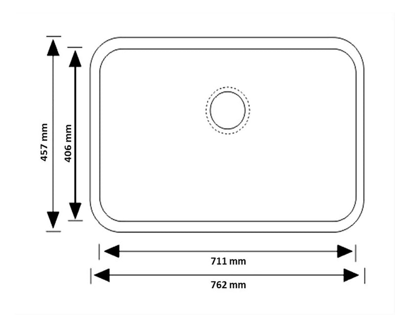 Tarja de submontaje con 1 tina de acero inoxidable Munich