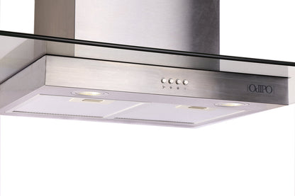 campana extractora de pared en acero inoxidable 90cm y parrilla de gas acero inoxidable de 4 quemadores