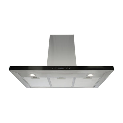 campana extractora de pared en acero inoxidable 90cm y parrilla de gas acero inoxidable de 4 quemadores