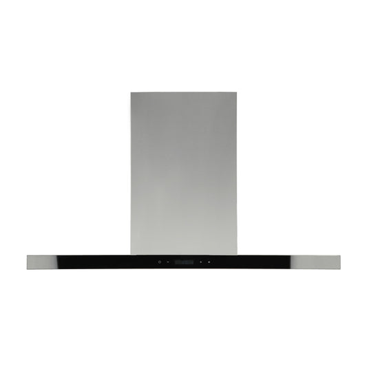 Campana de cocina de pared tipo T de acero inoxidable 90cm Temax + Parrilla eléctrica de inducción 5 quemadores 75cm Kelvin + Horno eléctrico empotrable de acero 127V E-MOTRIX