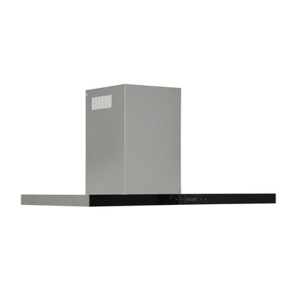 Campana de cocina de pared tipo T acero inoxidable 90cm Temax + Parrilla electrica de inducción 5 quemadores 75cm Kelvin + Horno eléctrico empotrable 60cm E-Motrix de cristal