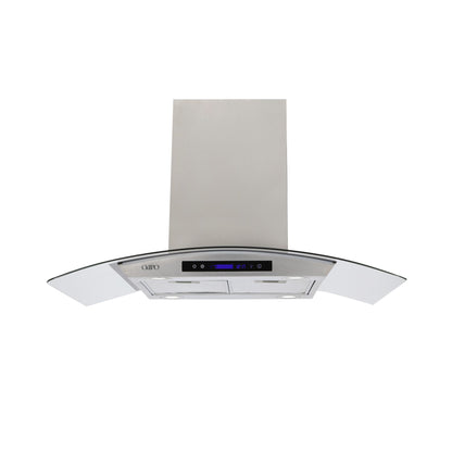Campana de cocina de isla cristal templado curvo 90cm Ventex + Parrilla eléctrica inducción 5 quemadores Kelvin + Horno eléctrico empotrable de acero 127V E-MOTRIX