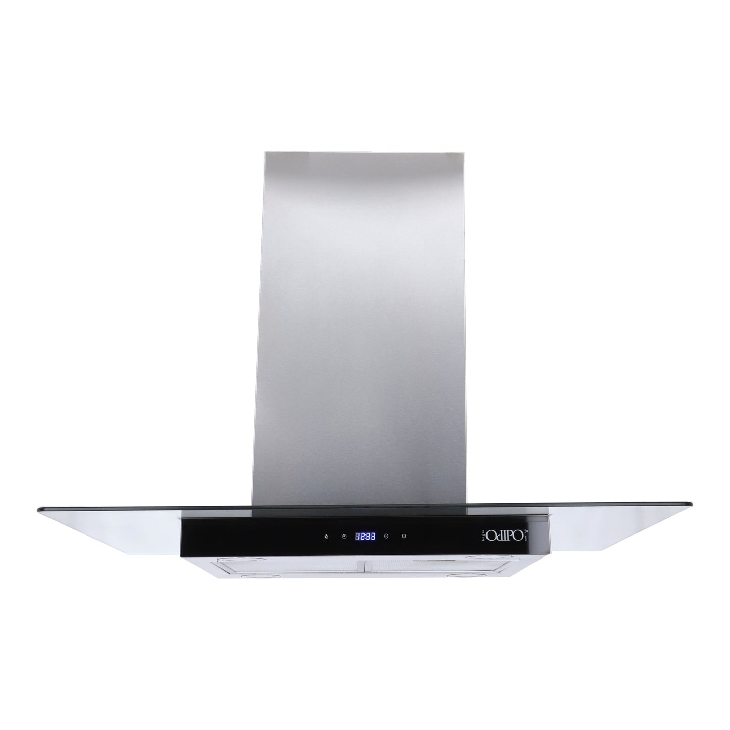 Campana de cocina de isla cristal templado recto 90cm Fordex + Parrilla electrica de inducción 5 quemadores Kelvin + Horno eléctrico empotrable de acero 127V E-MOTRIX