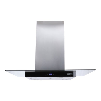 Campana de cocina de isla cristal recto digital 90cm Fordex + Parrilla eléctrica de inducción 5 quemadores Kelvin + Horno eléctrico empotrable eMotrixC