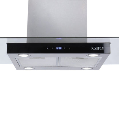 Campana de cocina de isla cristal recto digital 90cm Fordex + Parrilla eléctrica de inducción 5 quemadores Kelvin + Horno eléctrico empotrable eMotrixC