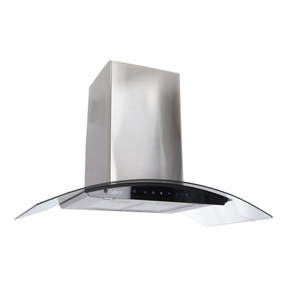 Campana de cocina de pared digital cristal curvo 85cm Matrix + Parrilla eléctrica de inducción 5 quemadores 75cm Kelvin + Horno eléctrico empotrable de cristal 127V E-MOTRIX