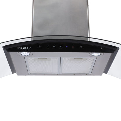 Campana de cocina de pared digital cristal curvo 85cm Matrix + Parrilla eléctrica de inducción 5 quemadores 75cm Kelvin + Horno eléctrico empotrable de cristal 127V E-MOTRIX