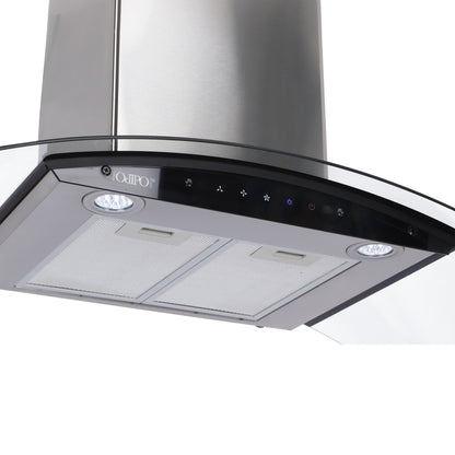 Campana de cocina de pared digital cristal curvo 85cm Matrix + Parrilla eléctrica de inducción 5 quemadores 75cm Kelvin + Horno eléctrico empotrable de cristal 127V E-MOTRIX