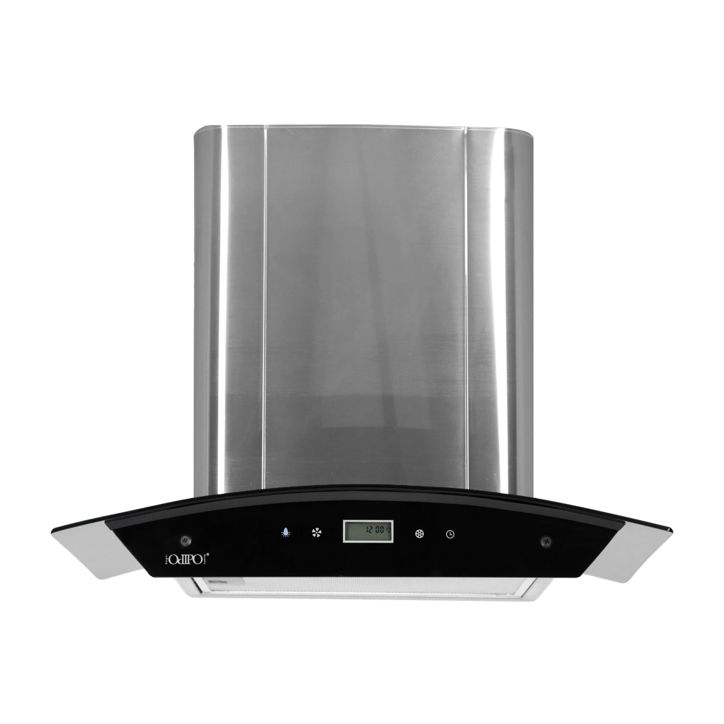campana extractora de pared en acero inoxidable 60cm y parrilla de gas cristal templado de 4 quemadores