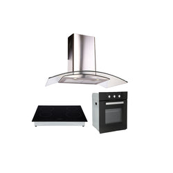 Campana extractora de acero inoxidable 90cm Mantix + Parrilla de inducción magnética Kepler + Horno de gas encendido eléctrico empotrable 60cm Motrix
