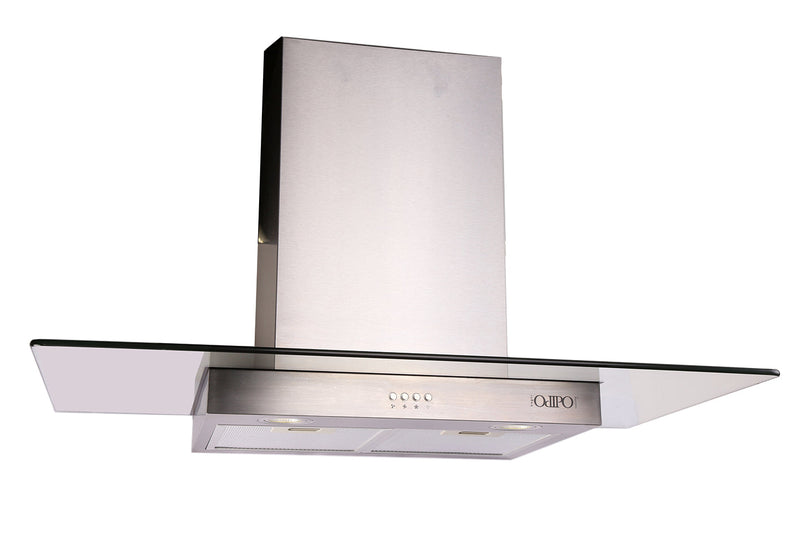 Campana extractora de acero inoxidable 90cm Telux + Parrilla de inducción magnética Kepler + Horno de gas encendido eléctrico empotrable 60cm Motrix