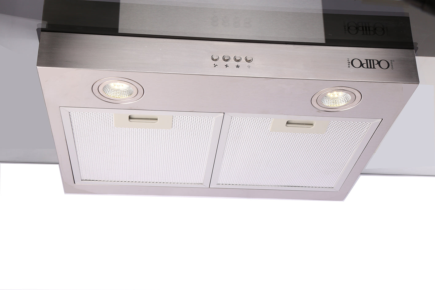 campana extractora de pared en acero inoxidable 90cm y parrilla de gas acero inoxidable de 4 quemadores