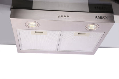 campana extractora de pared en acero inoxidable 90cm y parrilla de gas cristal templado de 4 quemadores