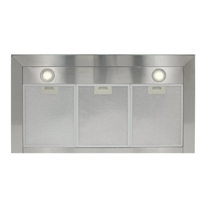 campana extractora de pared en acero inoxidable 90cm y parrilla de gas cristal templado de 5 quemadores