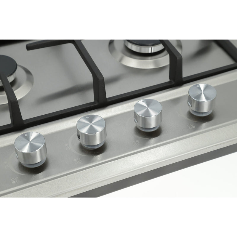 campana extractora de pared en acero inoxidable 80cm y parrilla de gas acero inoxidable de 4 quemadores