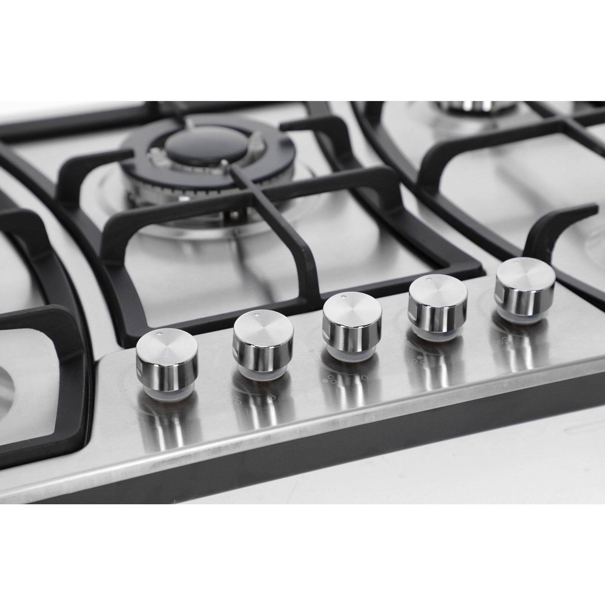 campana extractora de pared en acero inoxidable 80cm, parrilla de gas acero inoxidable de 5 quemadores y Horno eléctrico empotrable de gas