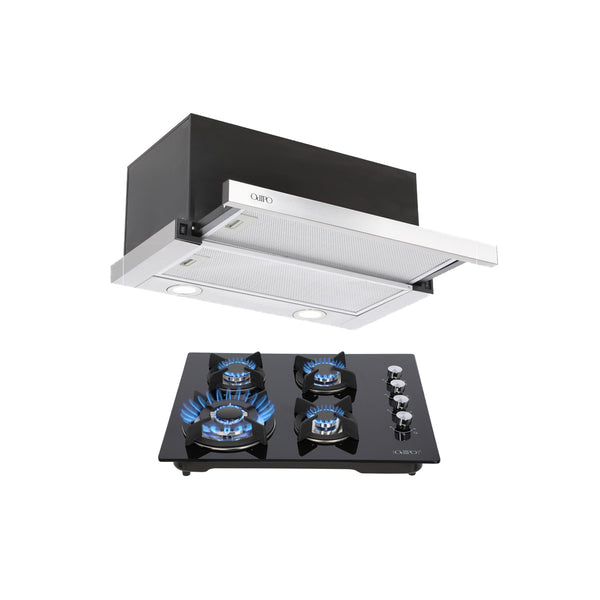 Campana empotrable oculta acero inoxidable Flexus 60 + Parrilla cristal templado 60cm Clio