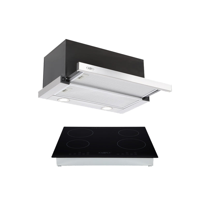 Campana empotrable oculta acero inoxidable Flexus 60 + Parrilla de inducción magnética Kepler