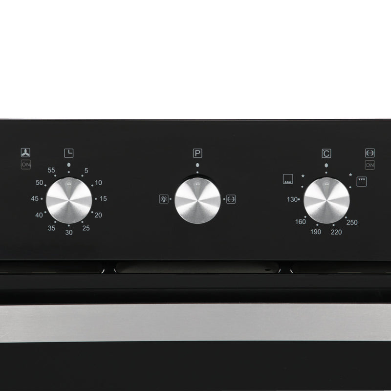 Campana extractora de acero inoxidable 90cm Telux + Parrilla de inducción magnética Kepler + Horno de gas encendido eléctrico empotrable 60cm Motrix