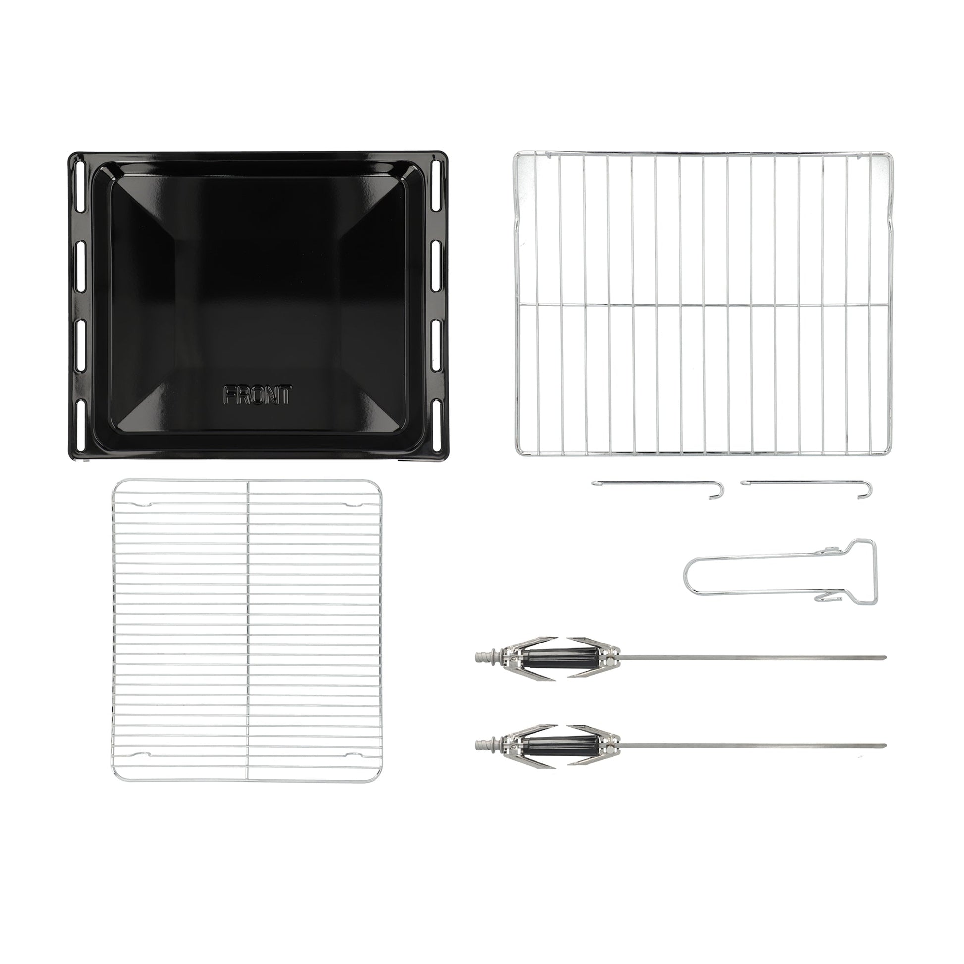 campana extractora de pared en acero inoxidable 80cm, parrilla de gas cristal templado de 5 quemadores y Horno eléctrico empotrable de gas
