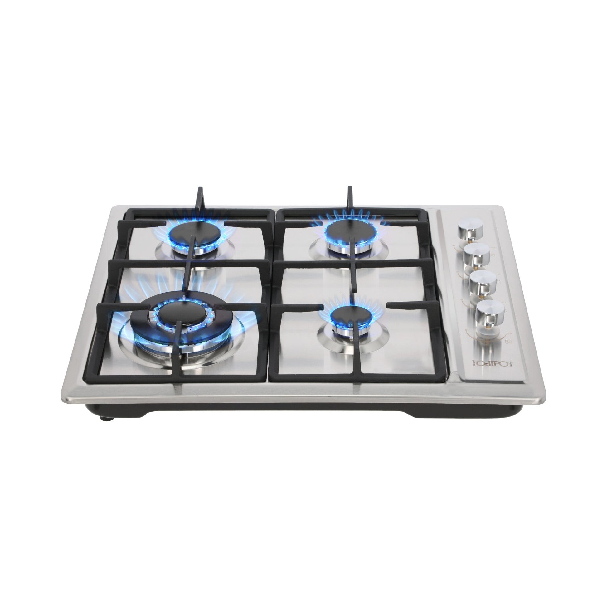 campana extractora de pared en acero inoxidable 60cm y parrilla de gas acero inoxidable de 4 quemadores