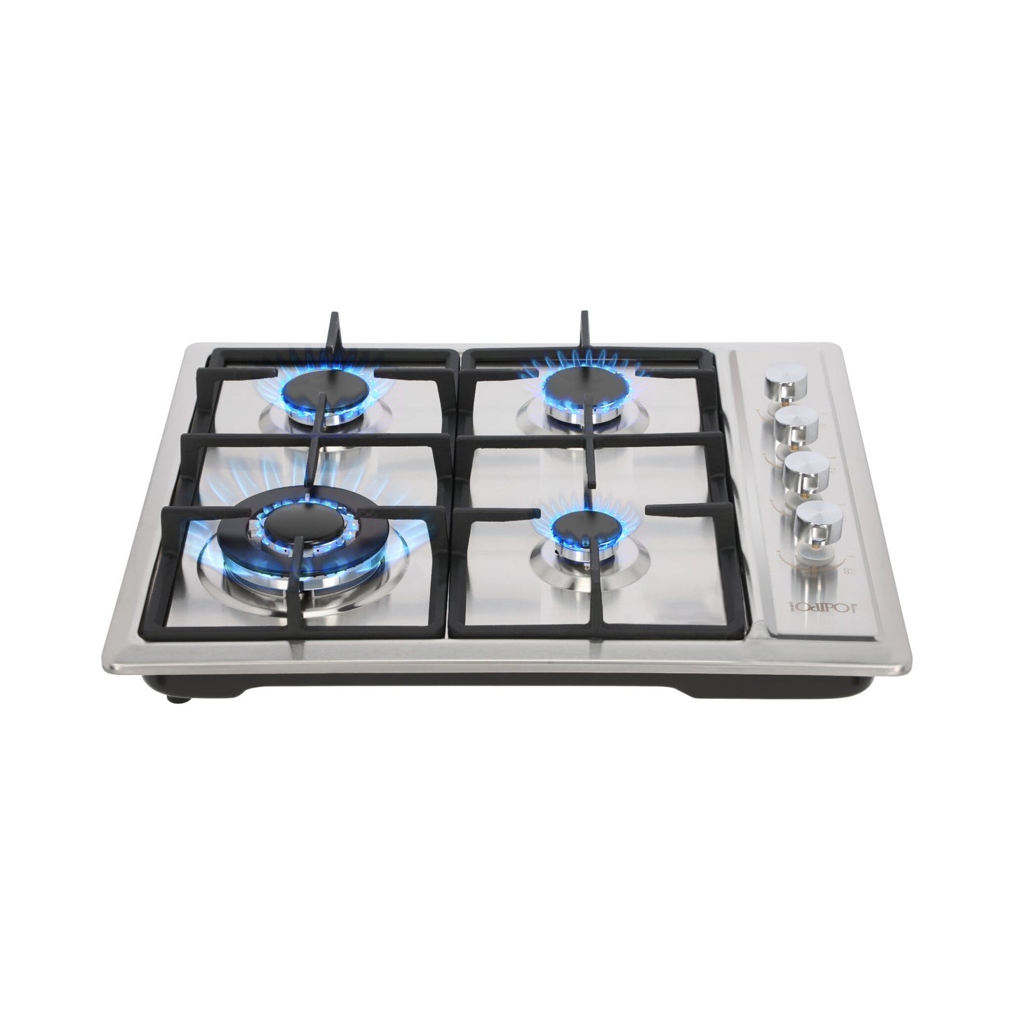 campana extractora de pared en acero inoxidable 60cm y parrilla de gas acero inoxidable de 4 quemadores