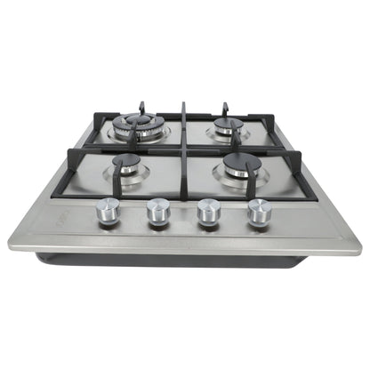 campana extractora de pared en acero inoxidable 60cm y parrilla de gas acero inoxidable de 4 quemadores