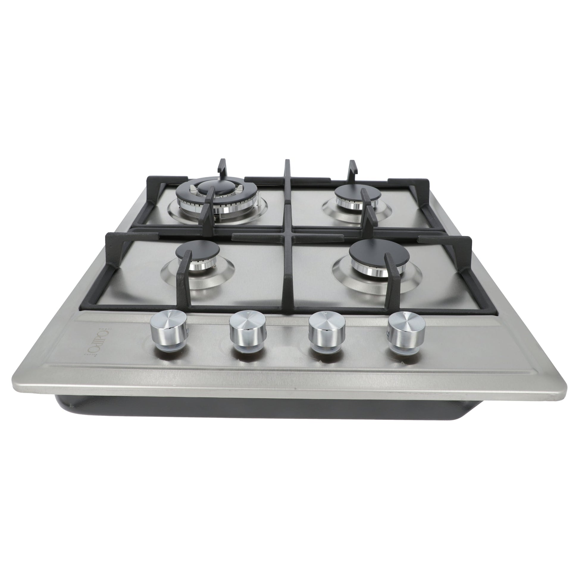 campana extractora de pared en acero inoxidable 60cm y parrilla de gas acero inoxidable de 4 quemadores