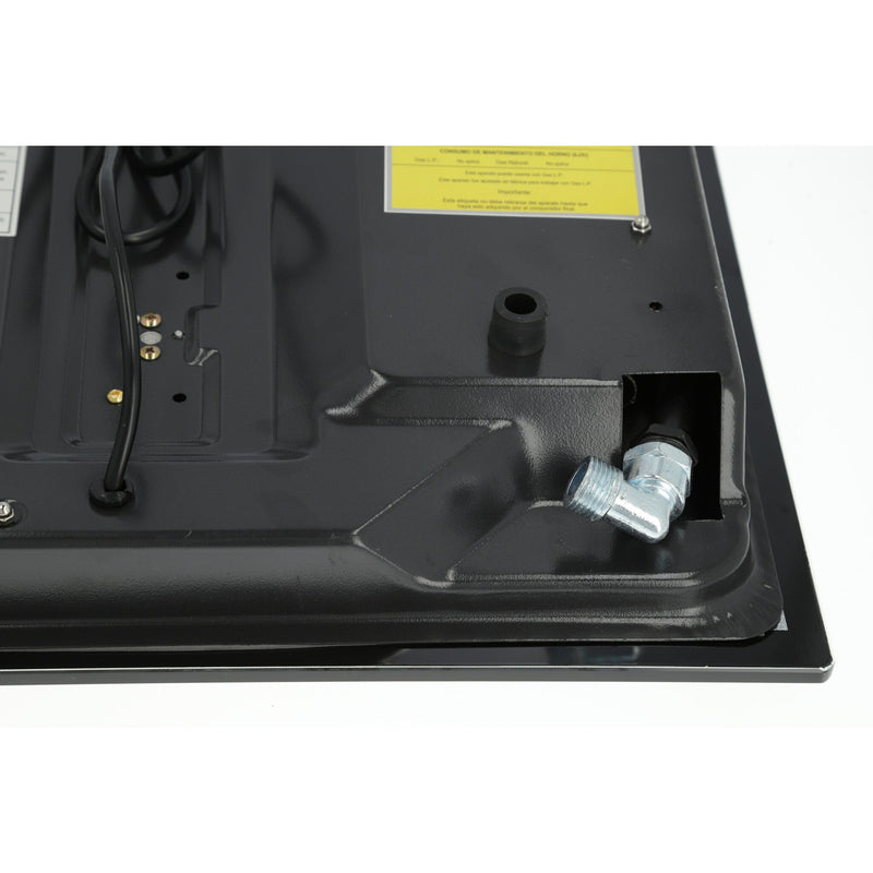 Campana extractora digital de acero inoxidable 85cm Matrix + Parrilla acero inoxidable 60cm Vulcano + Horno de gas encendido eléctrico empotrable 60cm Motrix